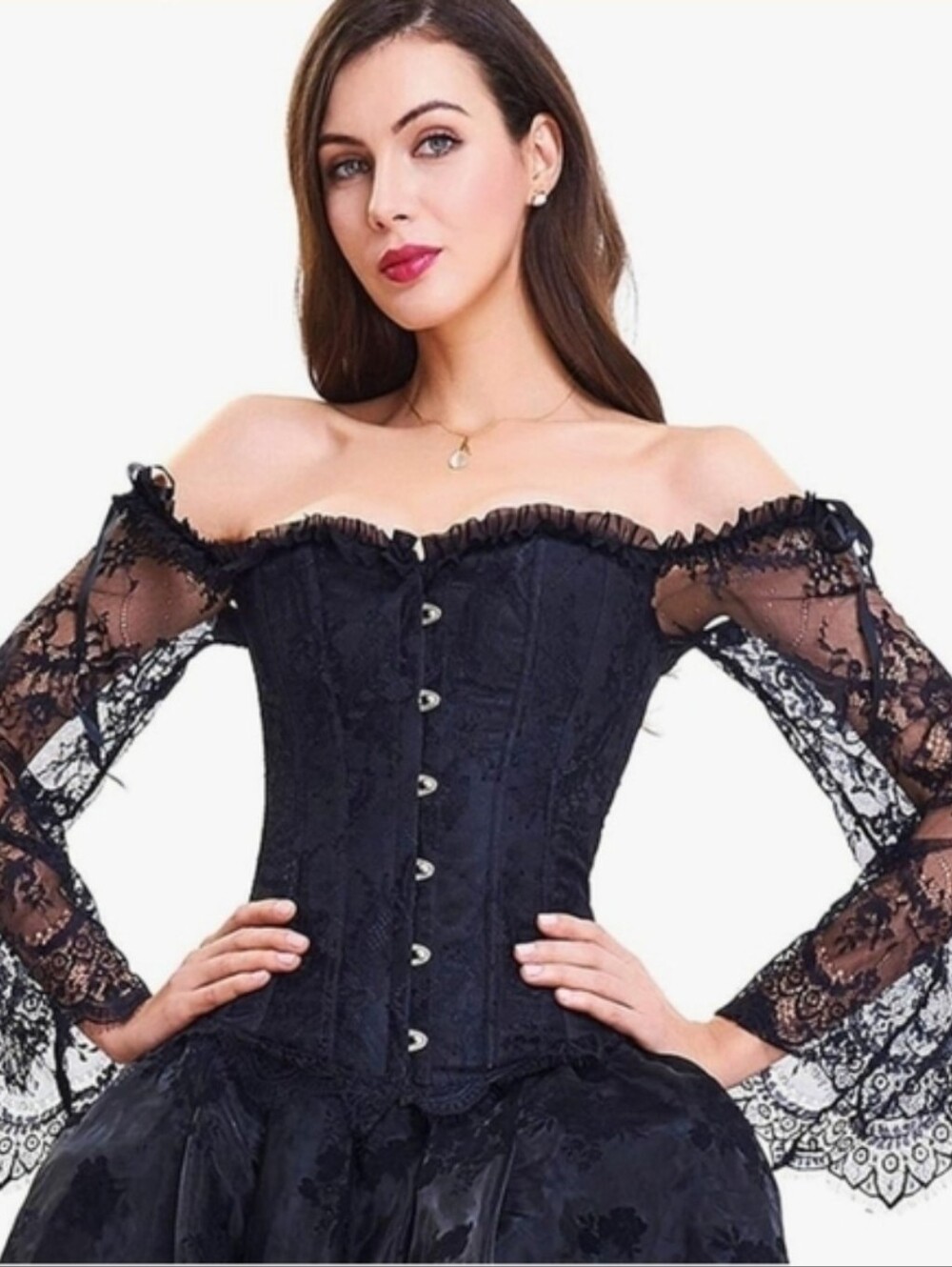 Off-Shoulder Black Lace Corset Top